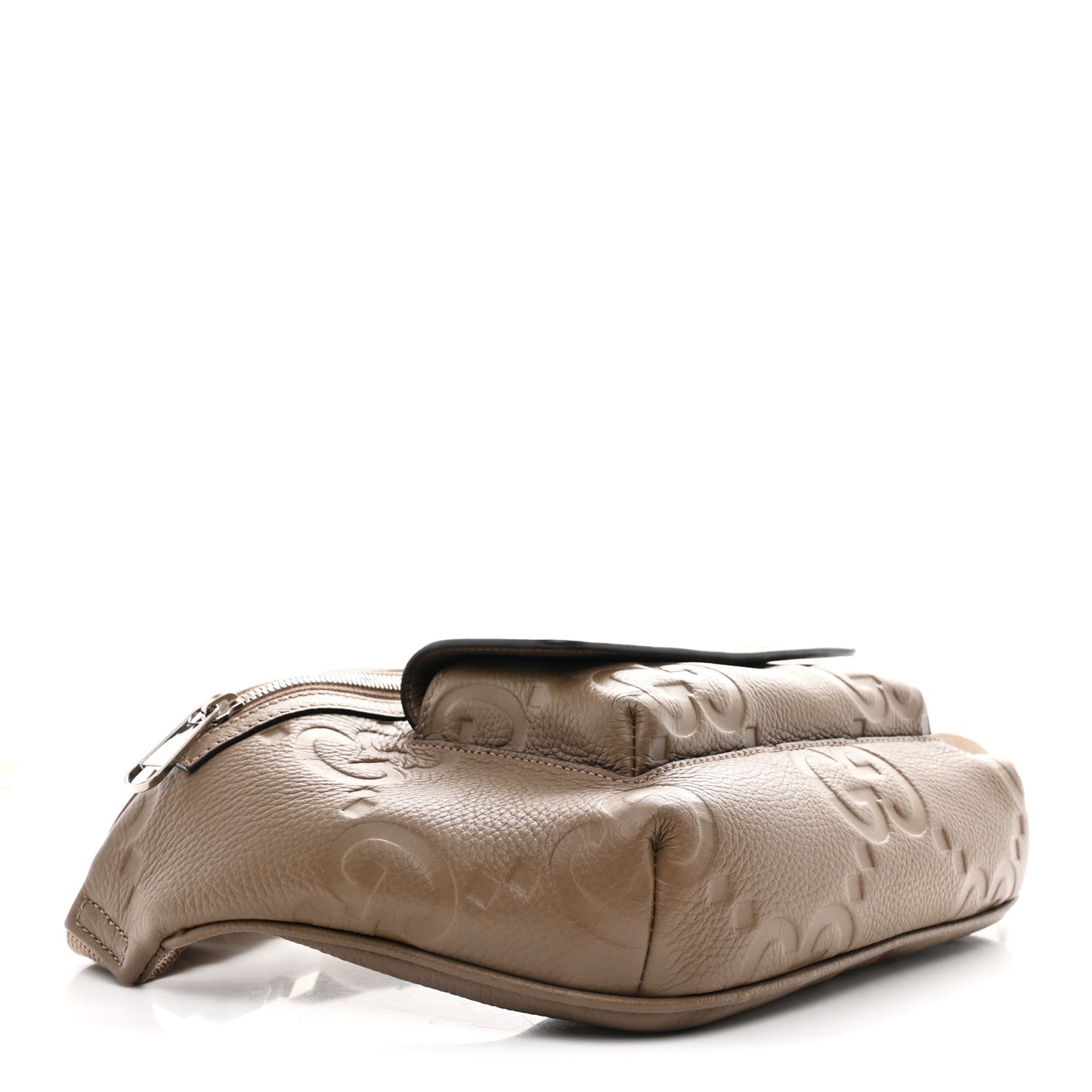 Piuma Calfskin Jumbo GG Embossed Pocket Belt Bag Good Taupe