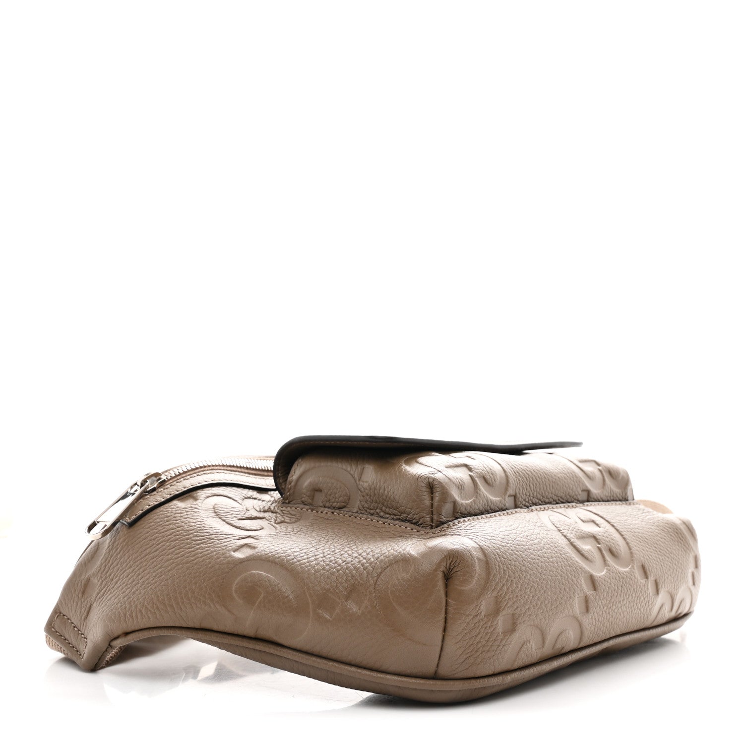 Gucci Piuma Calfskin Jumbo GG Embossed Pocket Belt Bag Good Taupe 4 of 10