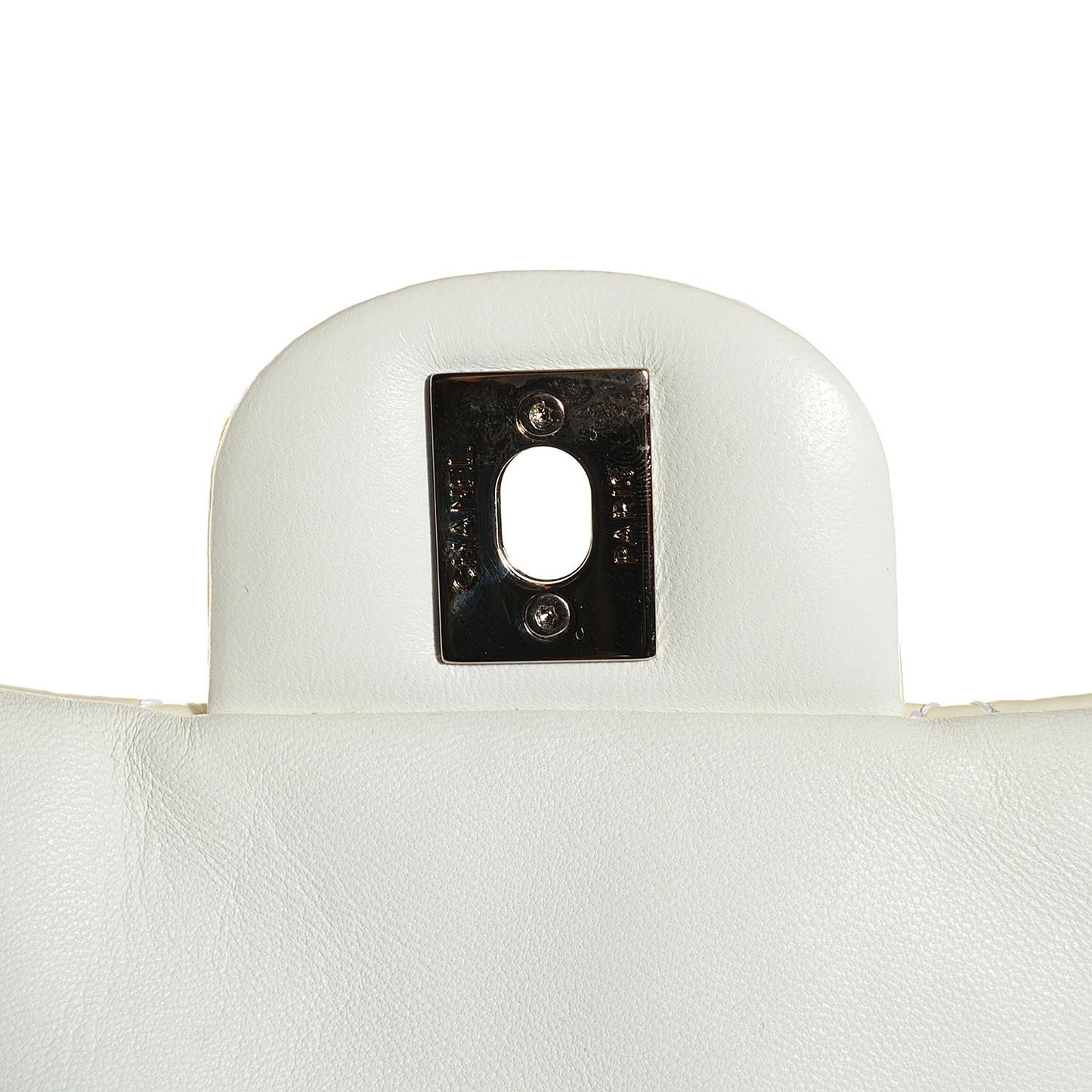 Patent Quilted Upside Down Flap Bag White