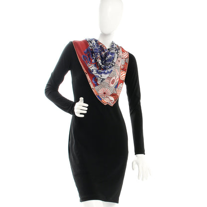 Hermes Silk Sieste Au Paradis Scarf 90 Rouge H Bleu Nuit Corail 2 of 7