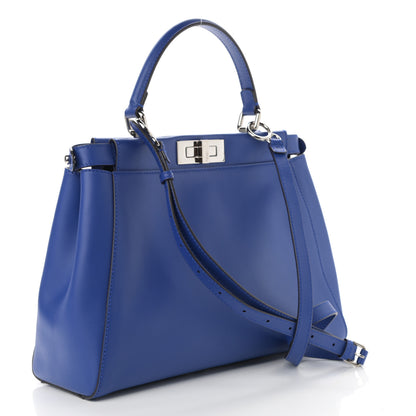 Fendi Vitello Morgan Python Crocodile Monster Eyes Medium Peekaboo Iconic Satchel Blue Neon Sunflower 4 of 13