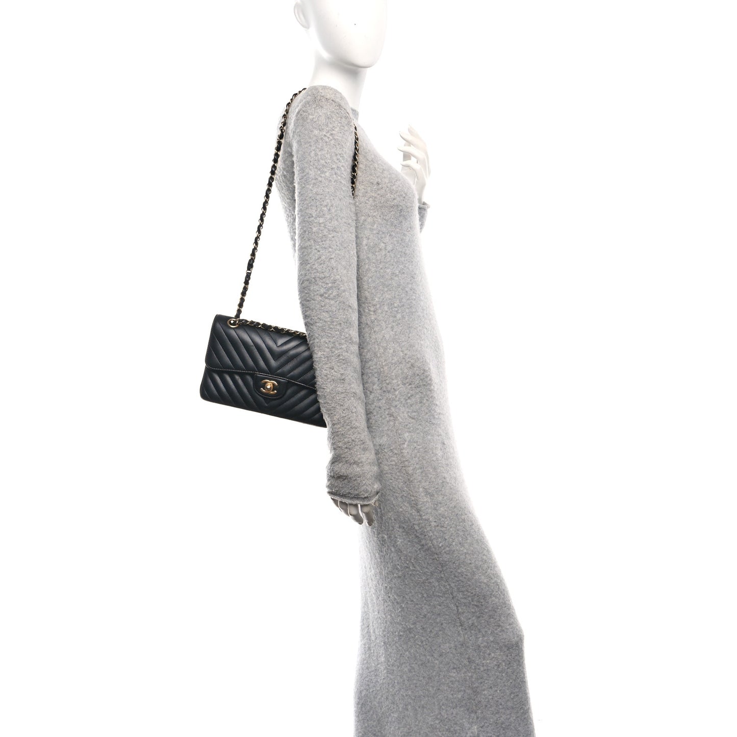 Lambskin Chevron Quilted Small Double Flap Black