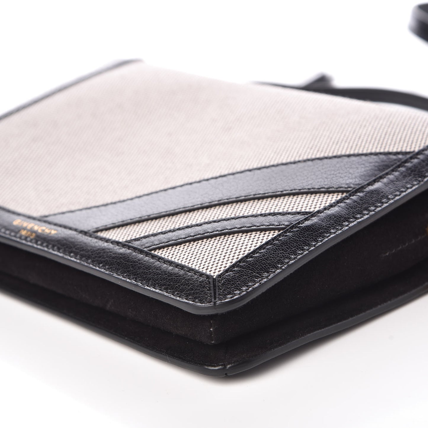 Suede Calfskin Canvas GV Cross Shoulder Bag Black