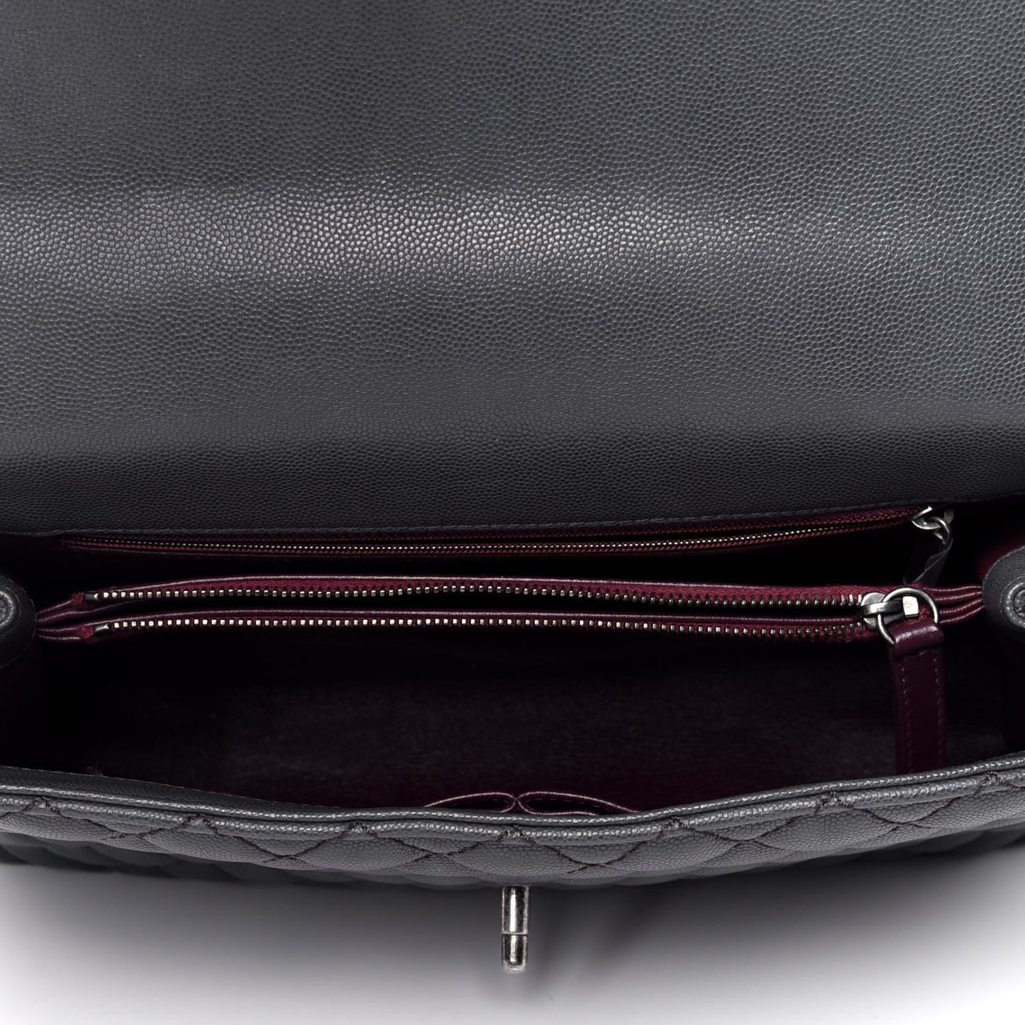 Caviar Lizard Quilted Medium Coco Handle Flap Grey