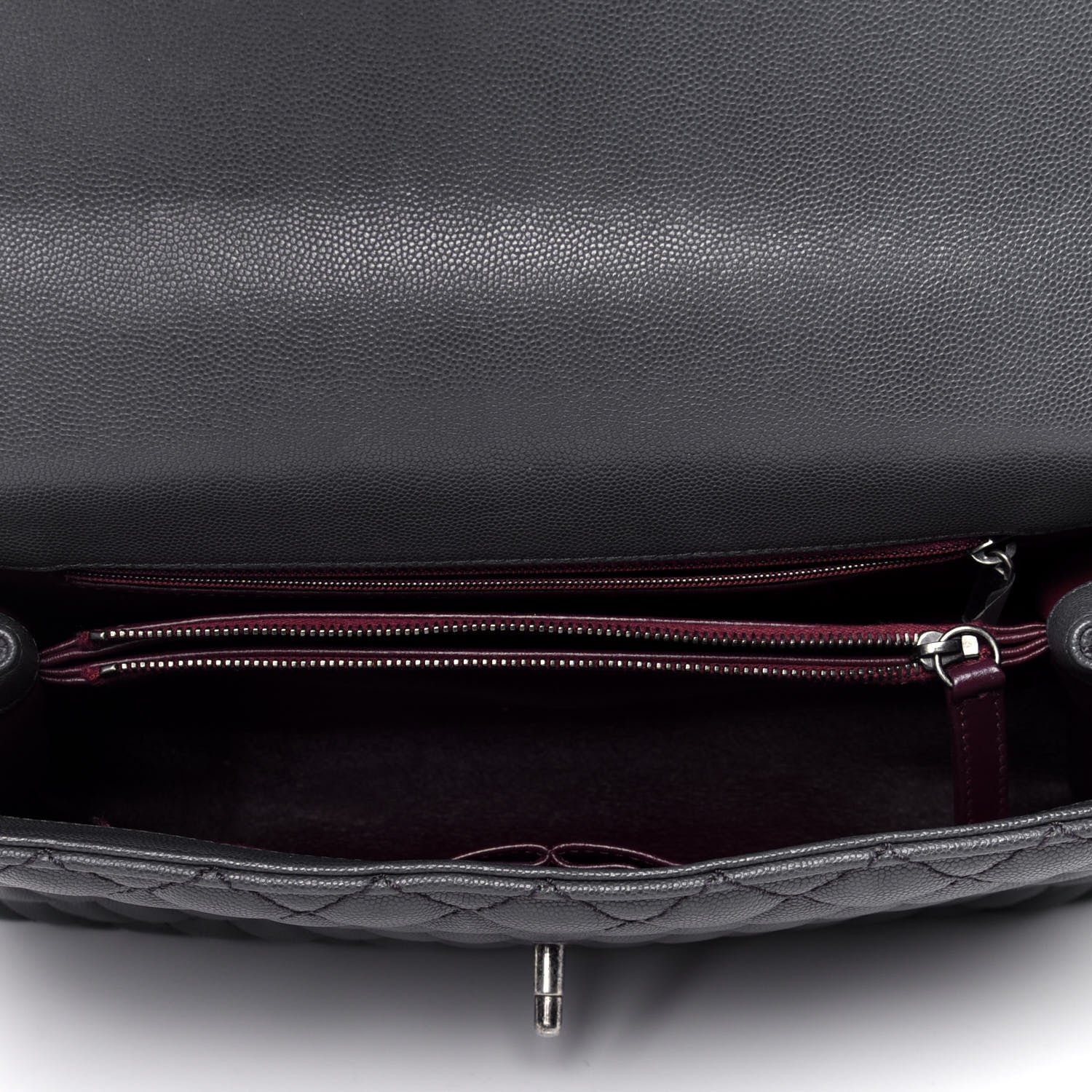 Chanel Caviar Lizard Quilted Medium Coco Handle Flap Grey 4 of 12
