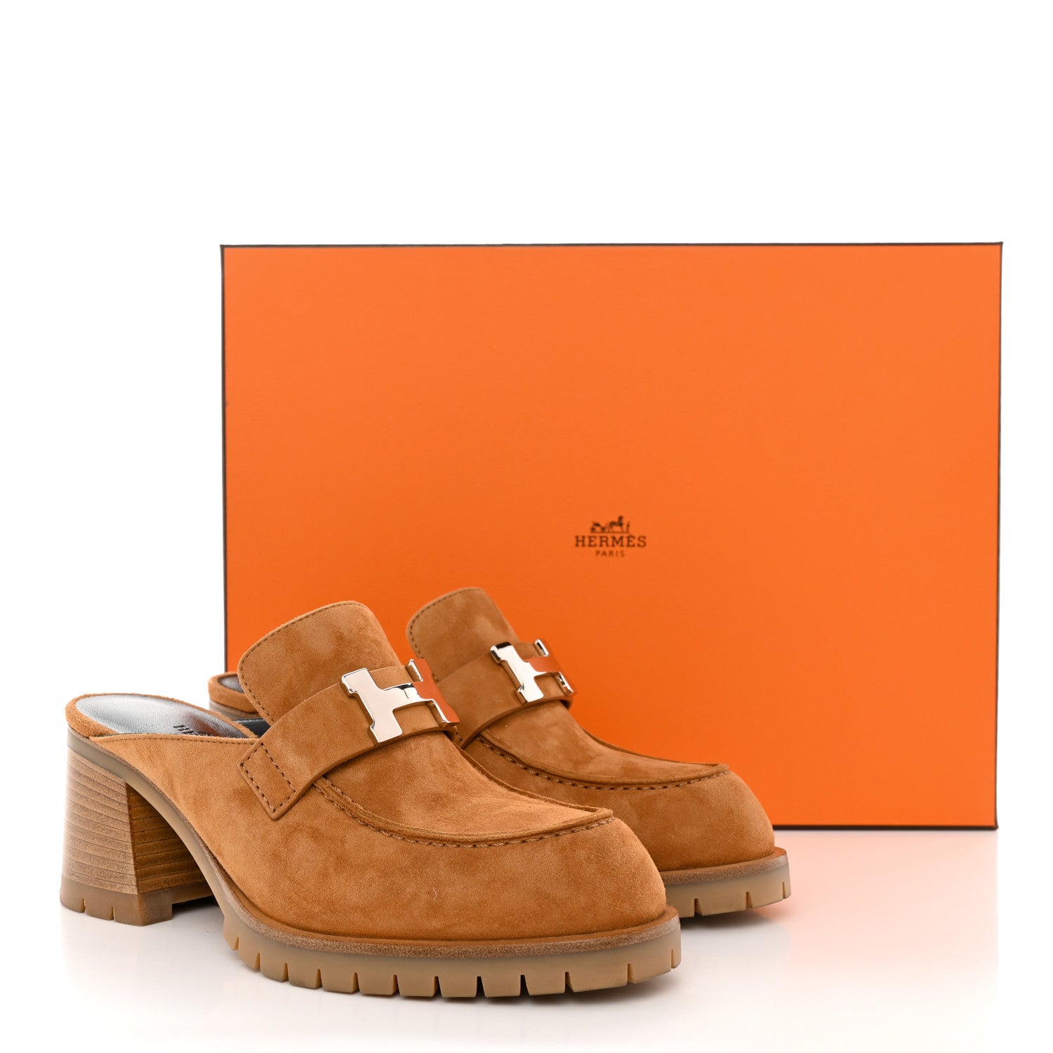 Hermes Suede Goatskin Flore 60 Mules 35 Brun Amourette 9 of 9