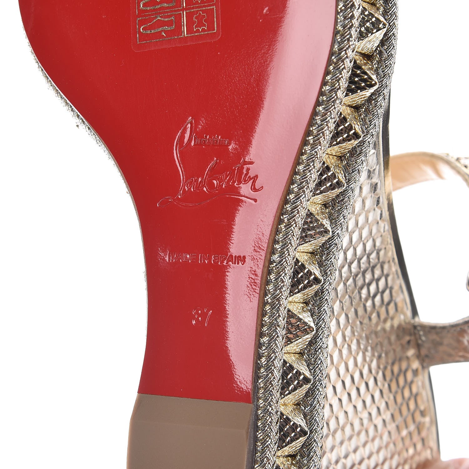Christian Louboutin Calfskin Cubiste Pyraclou 110 Wedge Sandals 37 Platine 6 of 7