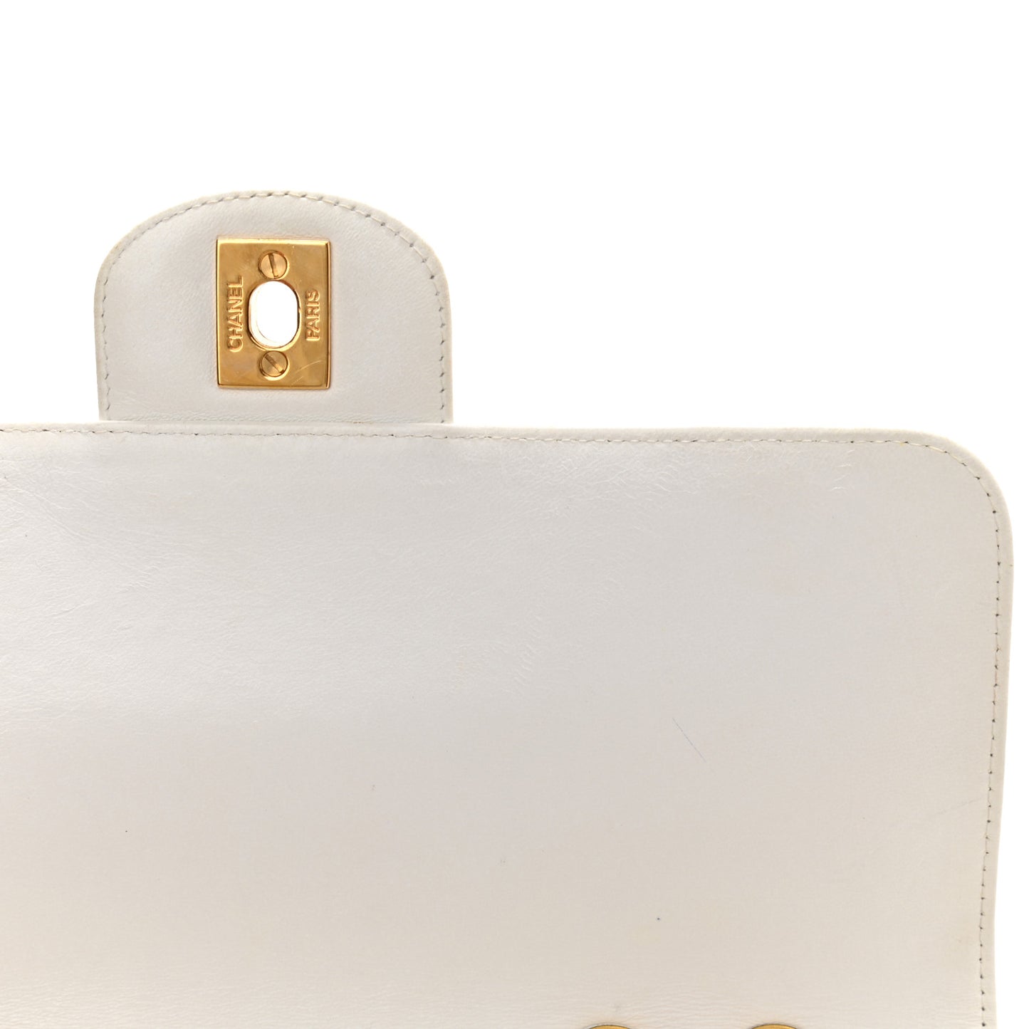 Lambskin Quilted Medium Single Flap White