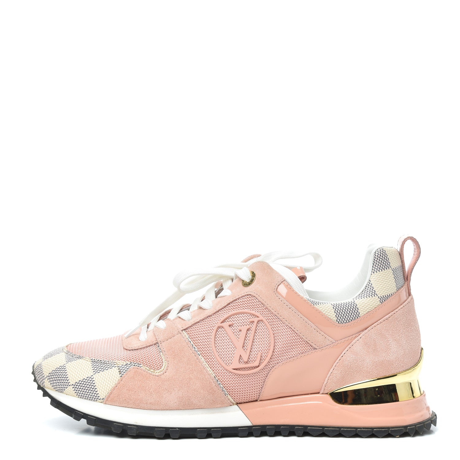 Louis Vuitton Suede Damier Azur Run Away Sneakers 39 Pink 1 of 7