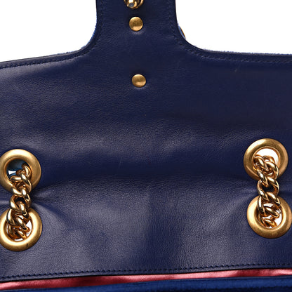 Gucci Velvet Matelasse Mini GG Marmont Shoulder Bag Cobalt Blue 15 of 16
