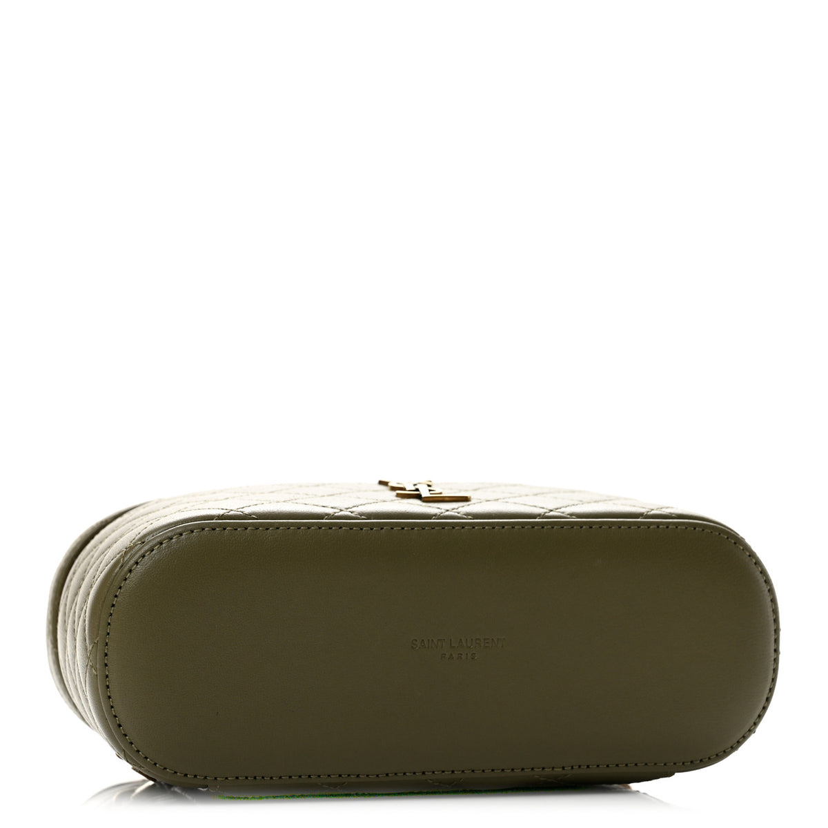 Saint Laurent Lambskin Quilted Mini Gaby Vanity Case Strong Moss 4 of 13