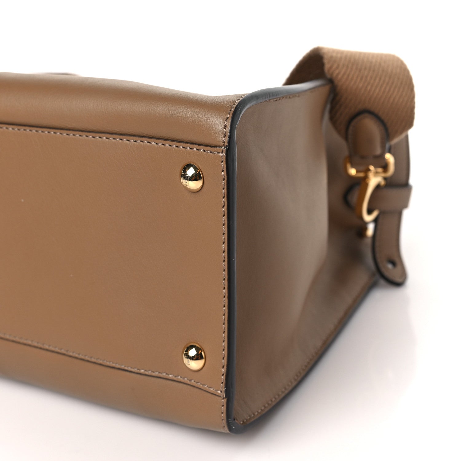 Fendi Vitello Seta Glazed Fabric FF 1974 Medium Peekaboo X-Lite Sand Mogano Panna 8 of 8