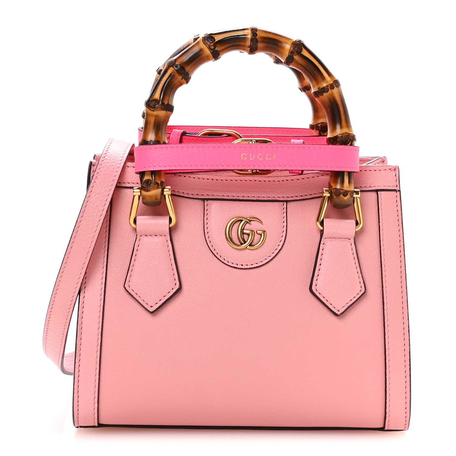 Gucci Wonka Grain Calfskin Mini Diana Tote Bag Wild Rose Fuxia Fluo 1 of 9