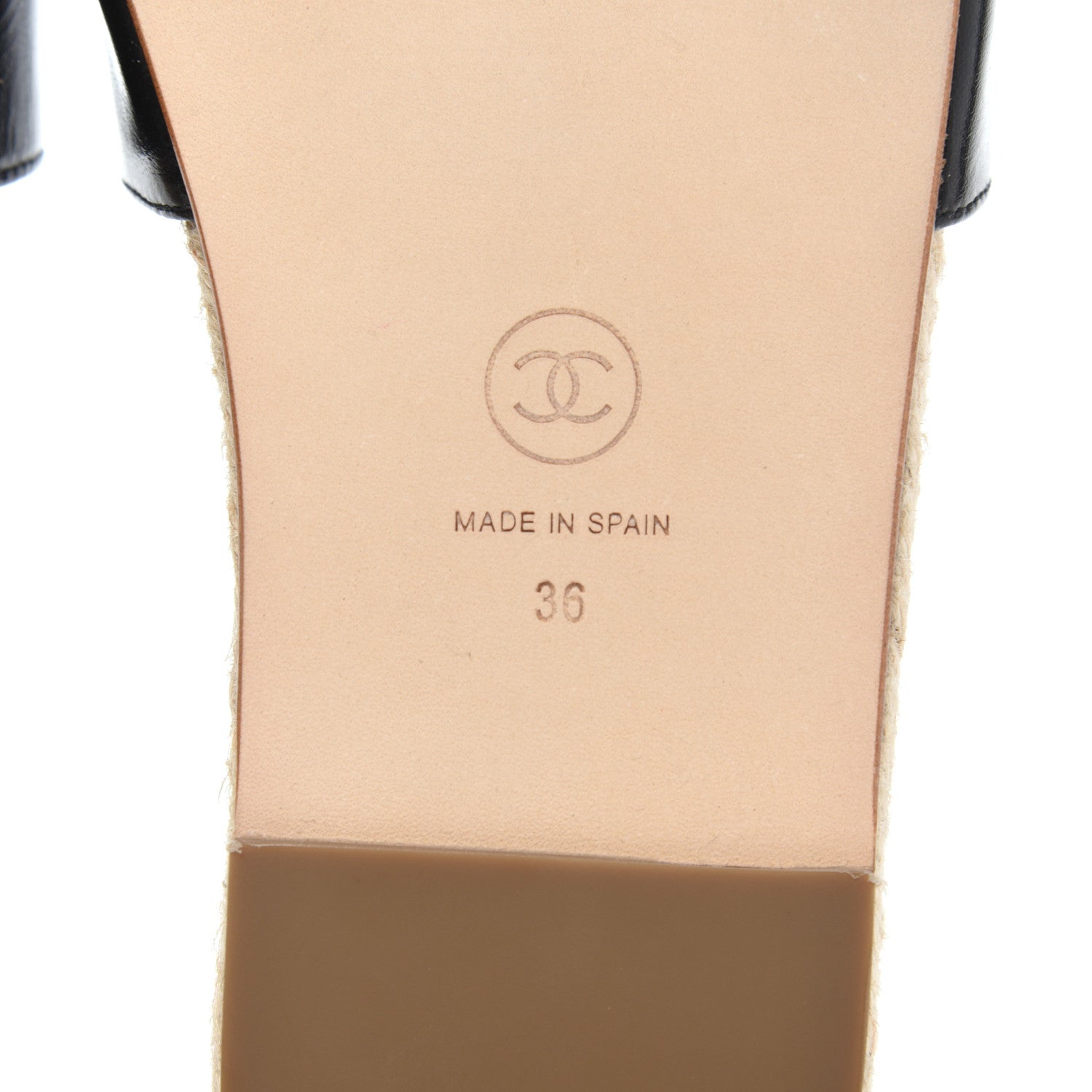 Chanel Patent Calfskin Crystal CC Espadrille Slip On Sandals 36 Black 6 of 12