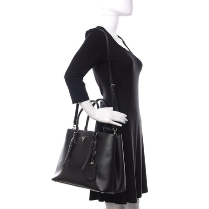Prada Saffiano Cuir Medium Double Handle Tote Black 2 of 16