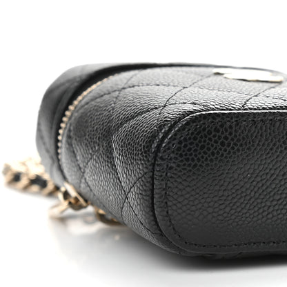 Chanel Caviar Quilted Small Handle With Care Vanity Case With Chain Black 8 of 9