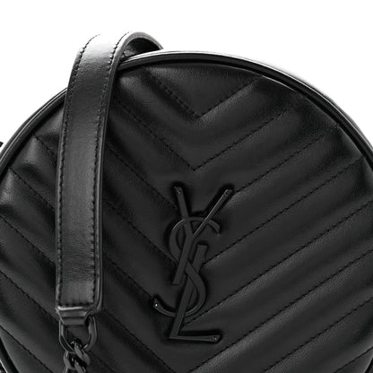 Saint Laurent Calfskin Matelasse Chevron Round Vinyle Camera Bag Black 8 of 10