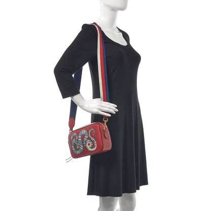 Gucci Grained Calfskin Sylvie Web Kingsnake Small Camera Bag Red Multicolor 2 of 9