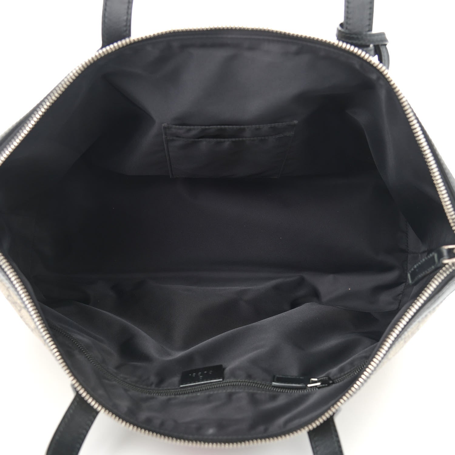 Gucci GG Supreme Monogram Web Medium Zippered Tote Beige Black 4 of 10