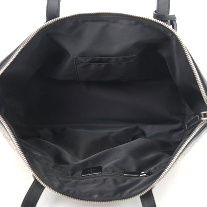 Gucci GG Supreme Monogram Web Medium Zippered Tote Beige Black 4 of 10