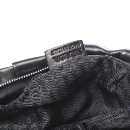 Prada Soft Calfskin Pleated Hobo Black 7 of 11