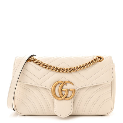 Gucci Calfskin Matelasse Small GG Marmont Shoulder Bag White 1 of 10