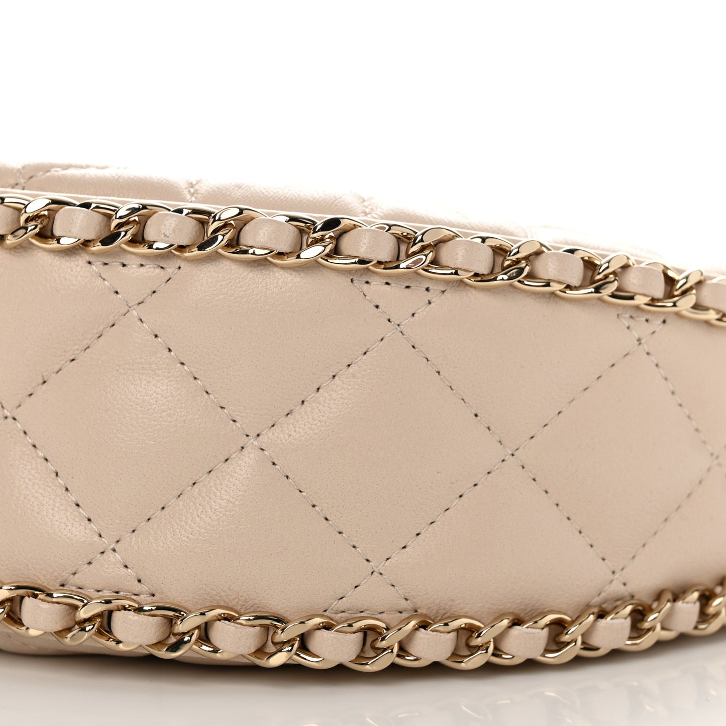 Lambskin Quilted Small Hobo Bag Light Beige