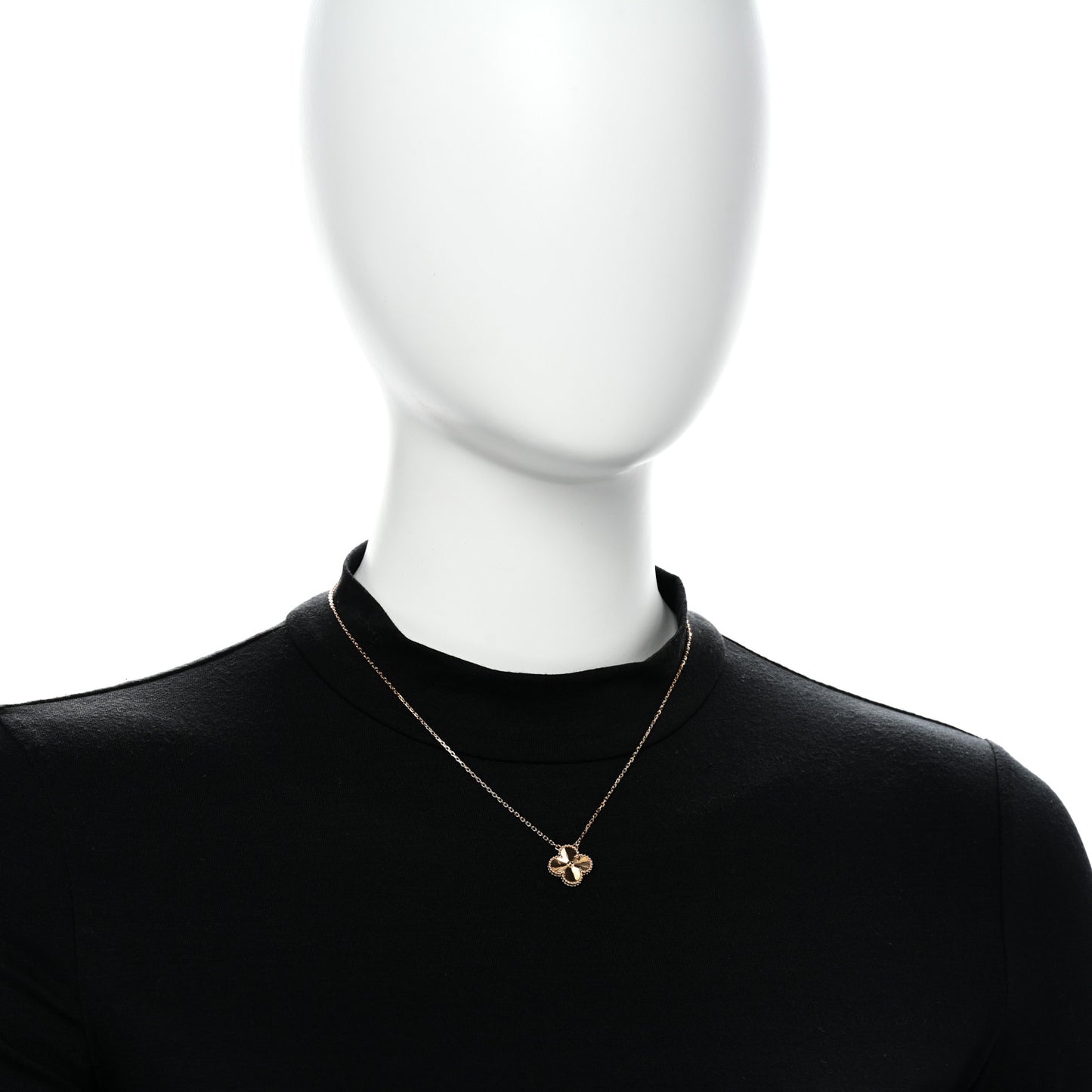 18K Yellow Gold Guilloché Vintage Alhambra Pendant Necklace