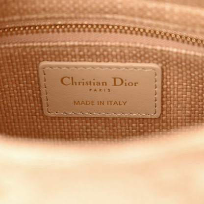 Christian Dior Raffia Woven Cannage Embroidered Mini Lady D-Lite Natural Black 6 of 10