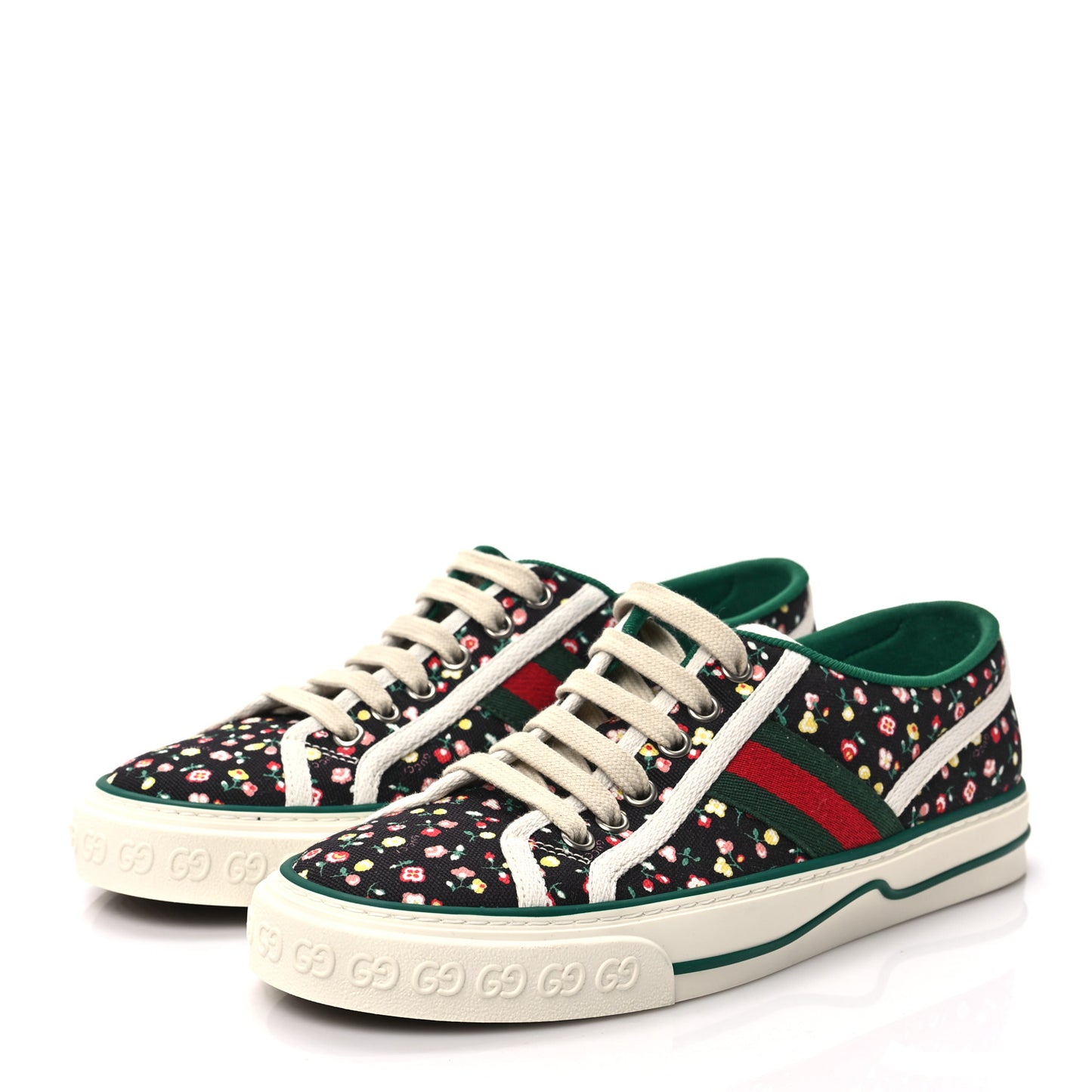 X LIBERTY OF LONDON Canvas Web Holly Print Womens 1977 Tennis Sneakers 38 Black Peach Mystic White