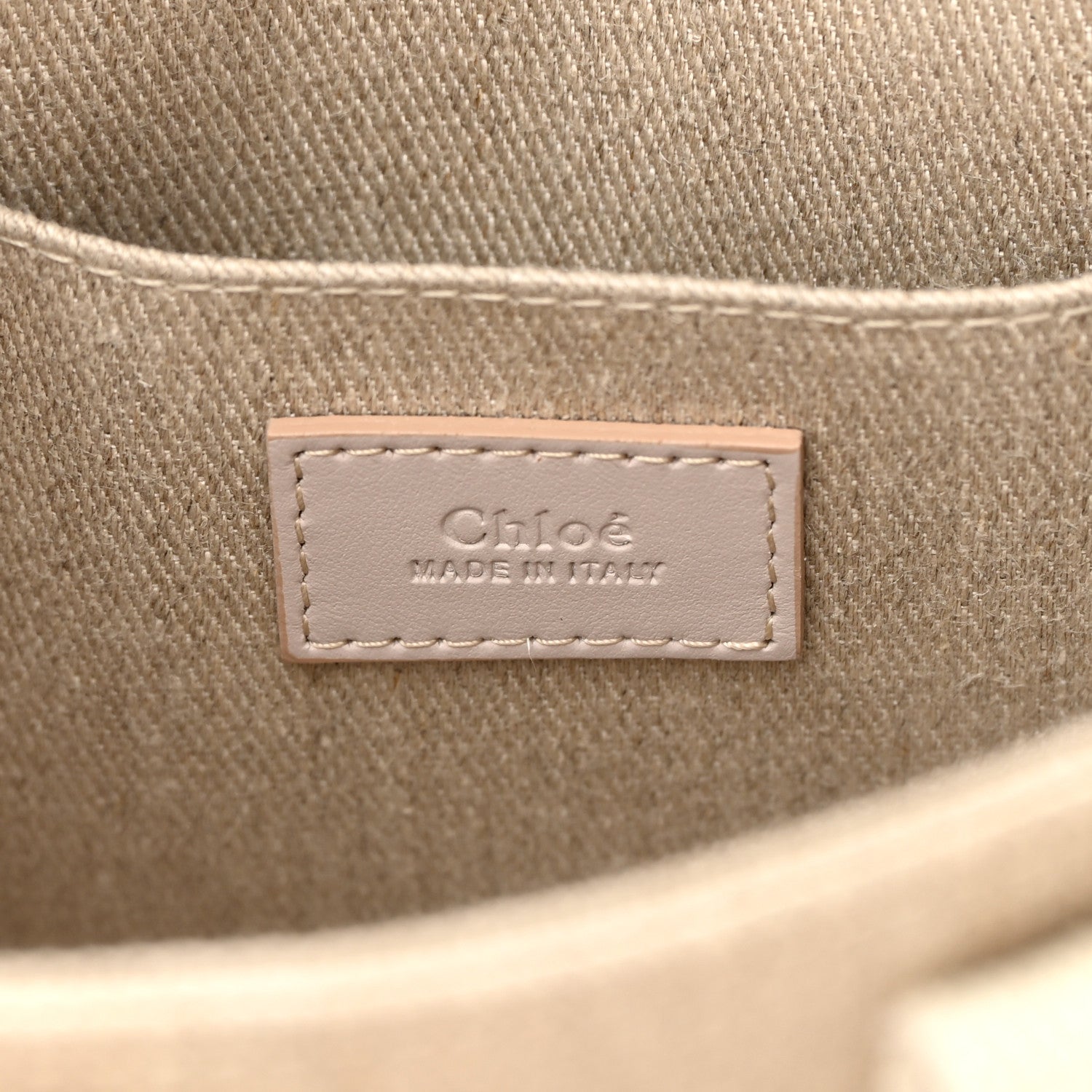 Chloe Cotton Calfskin Small Woody Ribbon Tote With Strap Cement Pink 6 of 11