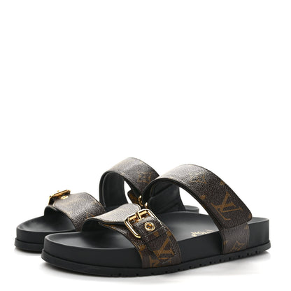 Louis Vuitton Monogram Bom Dia Mule Sandals 39 Black 3 of 8