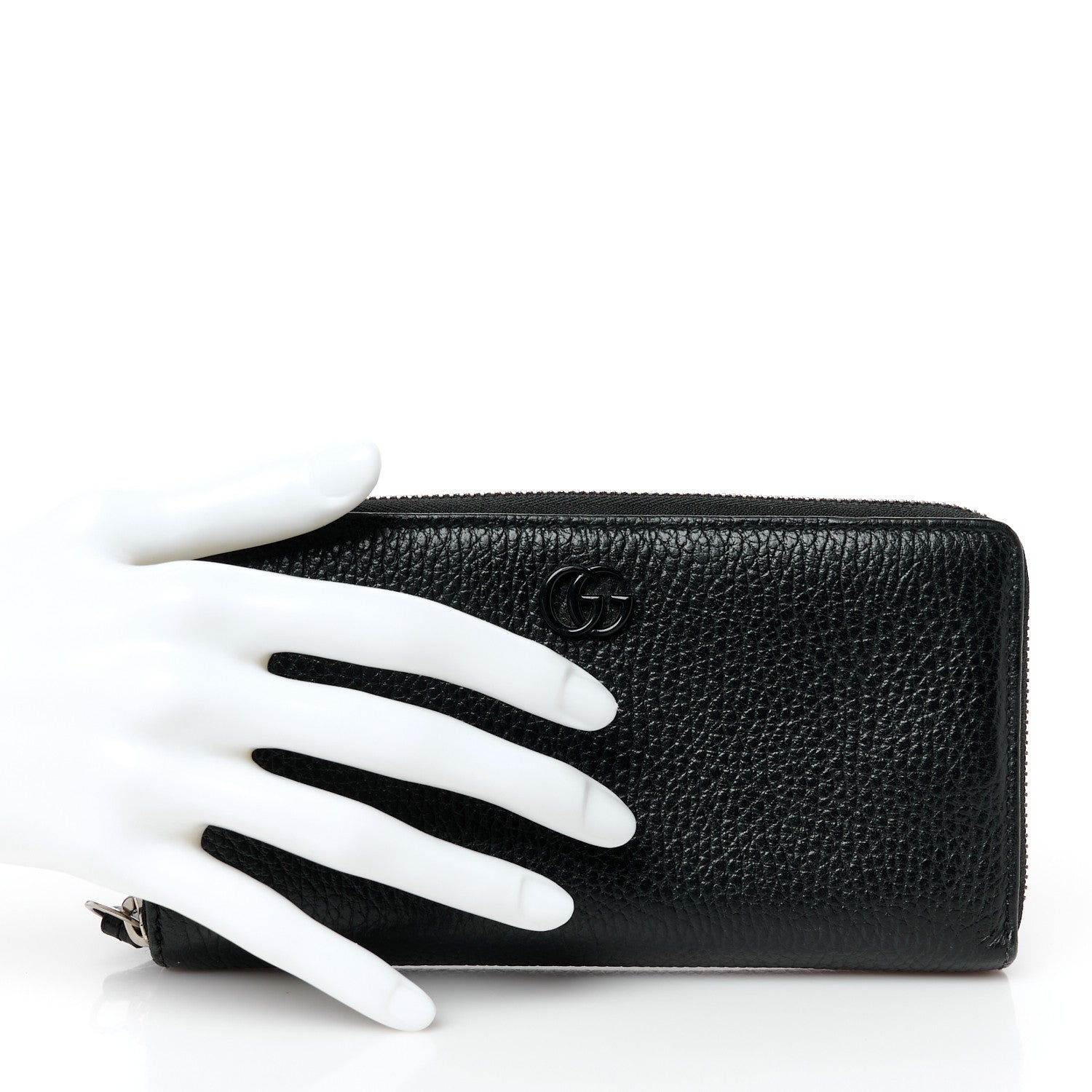 Gucci Dollar Calfskin Monochrome GG Marmont Zip Around Wallet Black 2 of 9