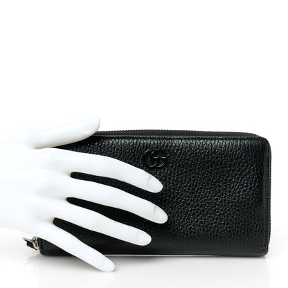 Gucci Dollar Calfskin Monochrome GG Marmont Zip Around Wallet Black 2 of 9
