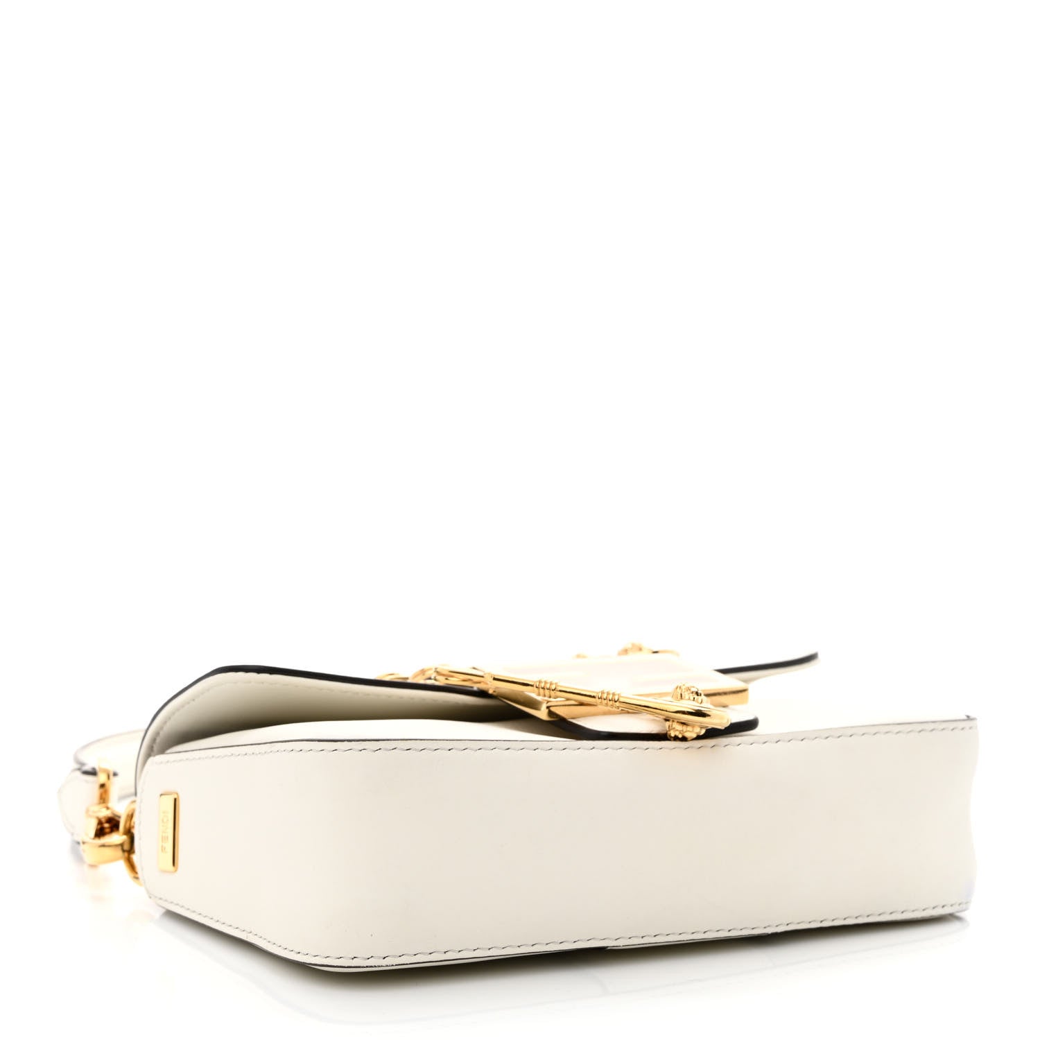 Fendi X VERSACE Vitello Seta Fendace Mini Brooch Baguette White Ice 4 of 10