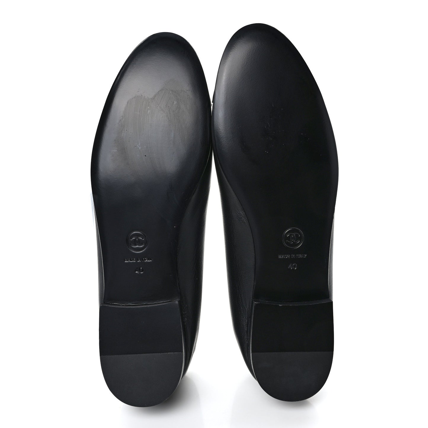 Lambskin Patent Cap Toe Ballerina Flats 40 Black