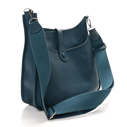 Hermes Taurillon Clemence EVELYNE III GM Vert Bosphore 3 of 10