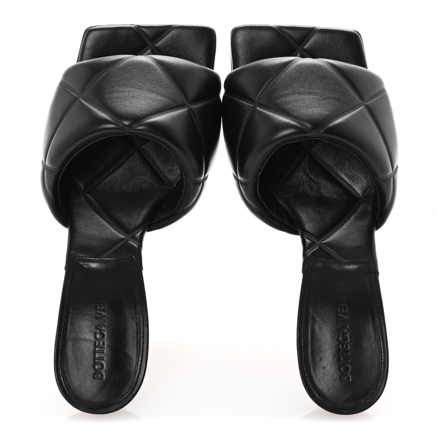 Nappa Quilted Rubber Lido Mule Sandals 35.5 Black