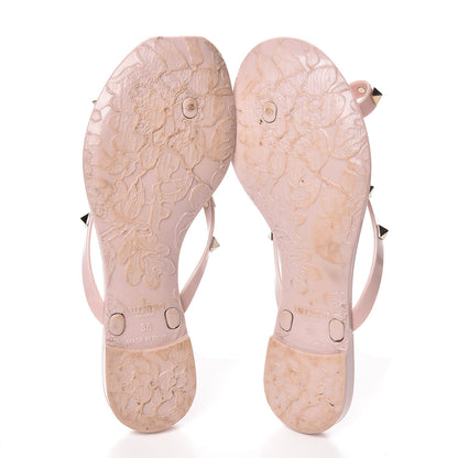 Valentino Garavani PVC Jelly Rockstud Bow Thong Sandals Water Rose 5 of 10