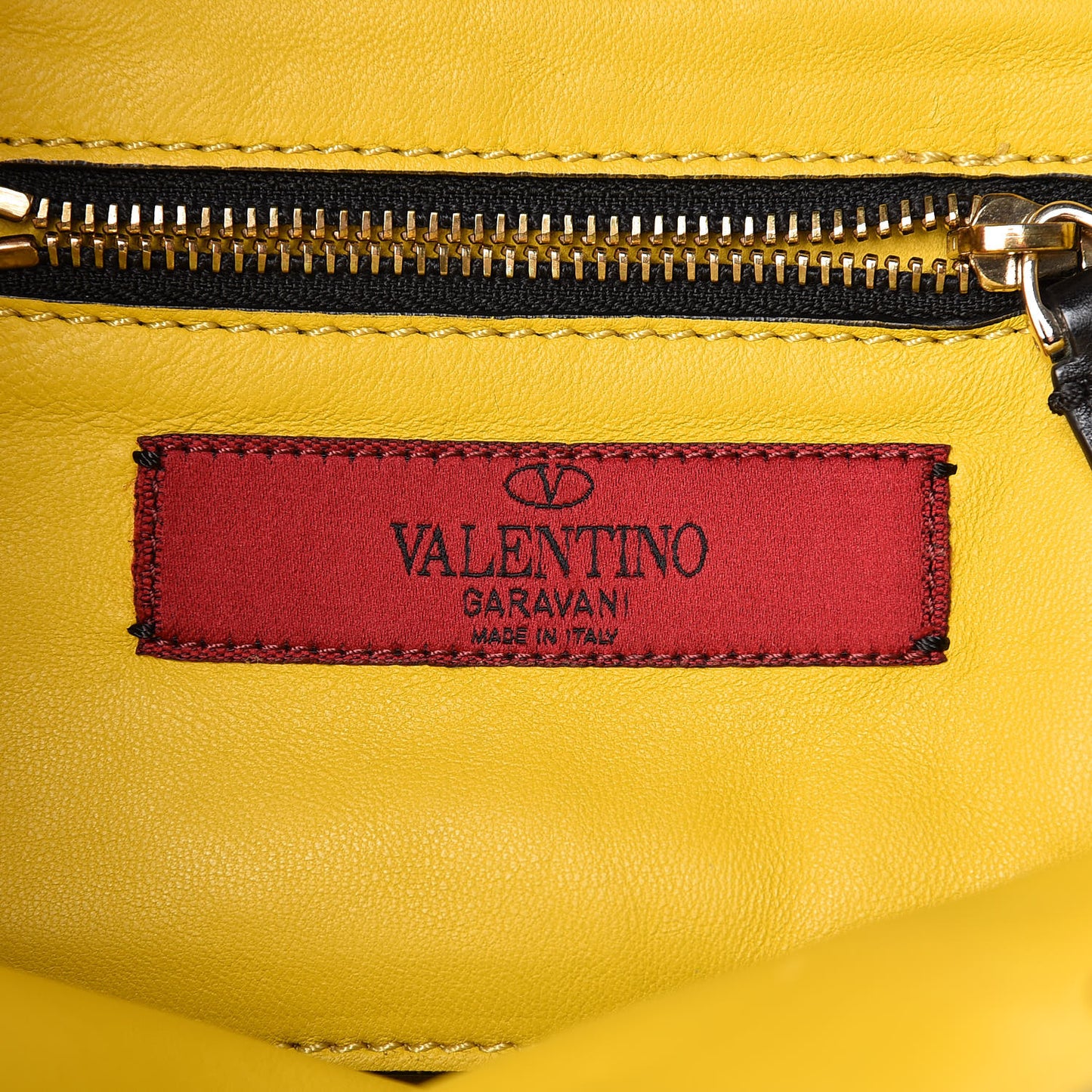 Vitello Mini Rockstud Tote Yellow Black