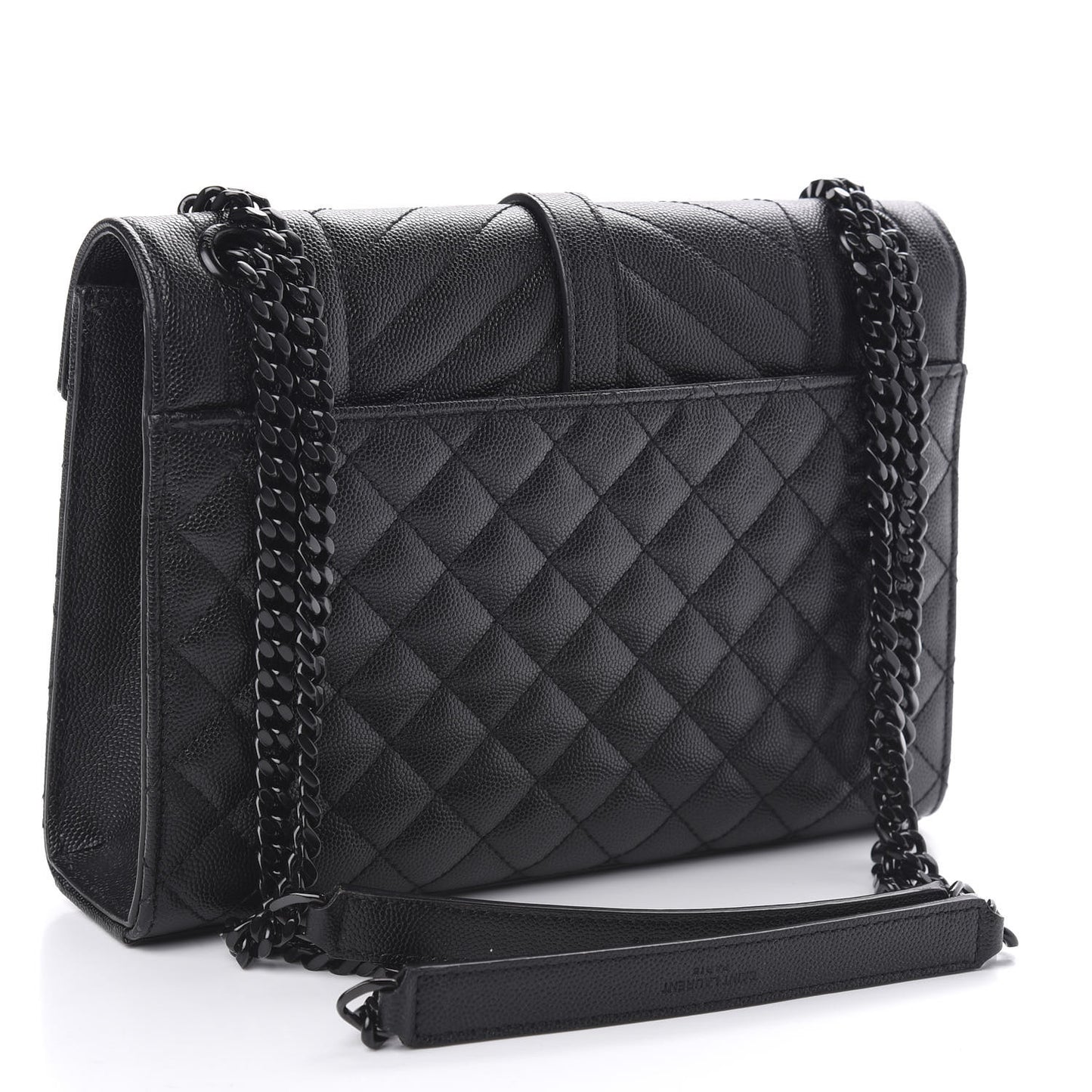 Grain De Poudre Textured Mixed Matelasse Triquilt Medium Monogram Satchel Black