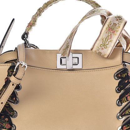 Fendi Nappa Ribbon Lace Up Mini Peekaboo Iconic Satchel Beige 10 of 10