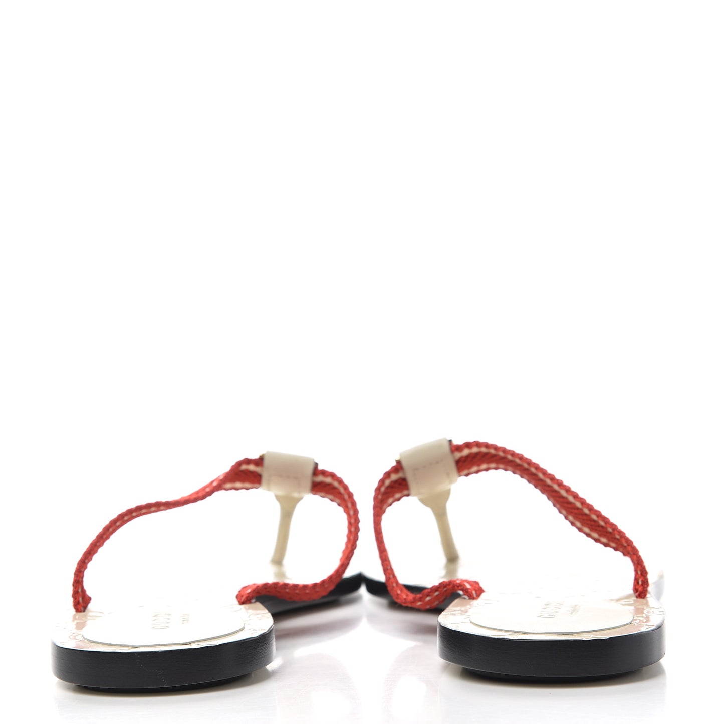 Guccissima Web Interlocking G Womens Thong Sandals 35.5 Mystic White Tabasco Red