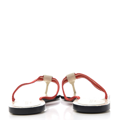 Gucci Guccissima Web Interlocking G Womens Thong Sandals 35.5 Mystic White Tabasco Red 7 of 10