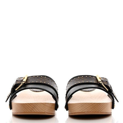 Louis Vuitton Calfskin Monogram Cottage Mules 38 Black 2 of 10