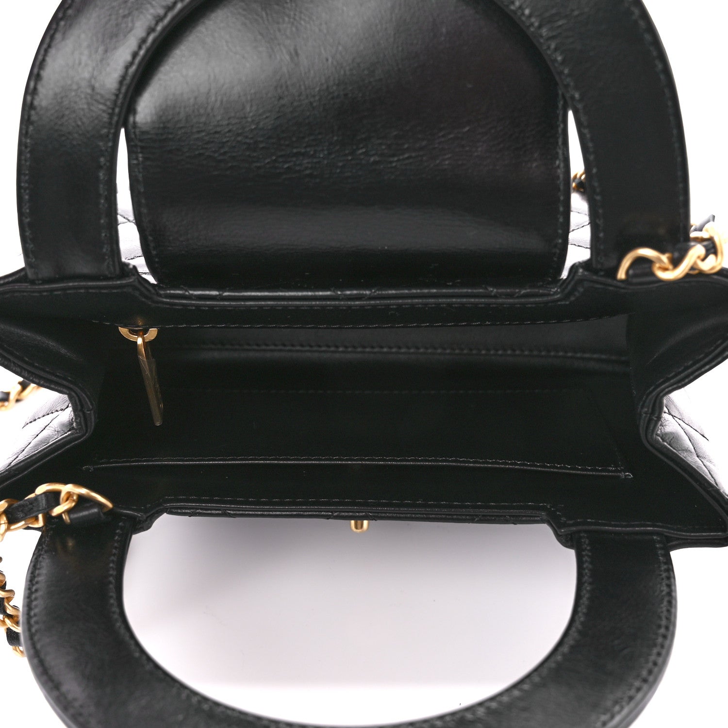 Chanel Shiny Aged Calfskin Quilted Nano Kelly Shopper Black 5 of 11