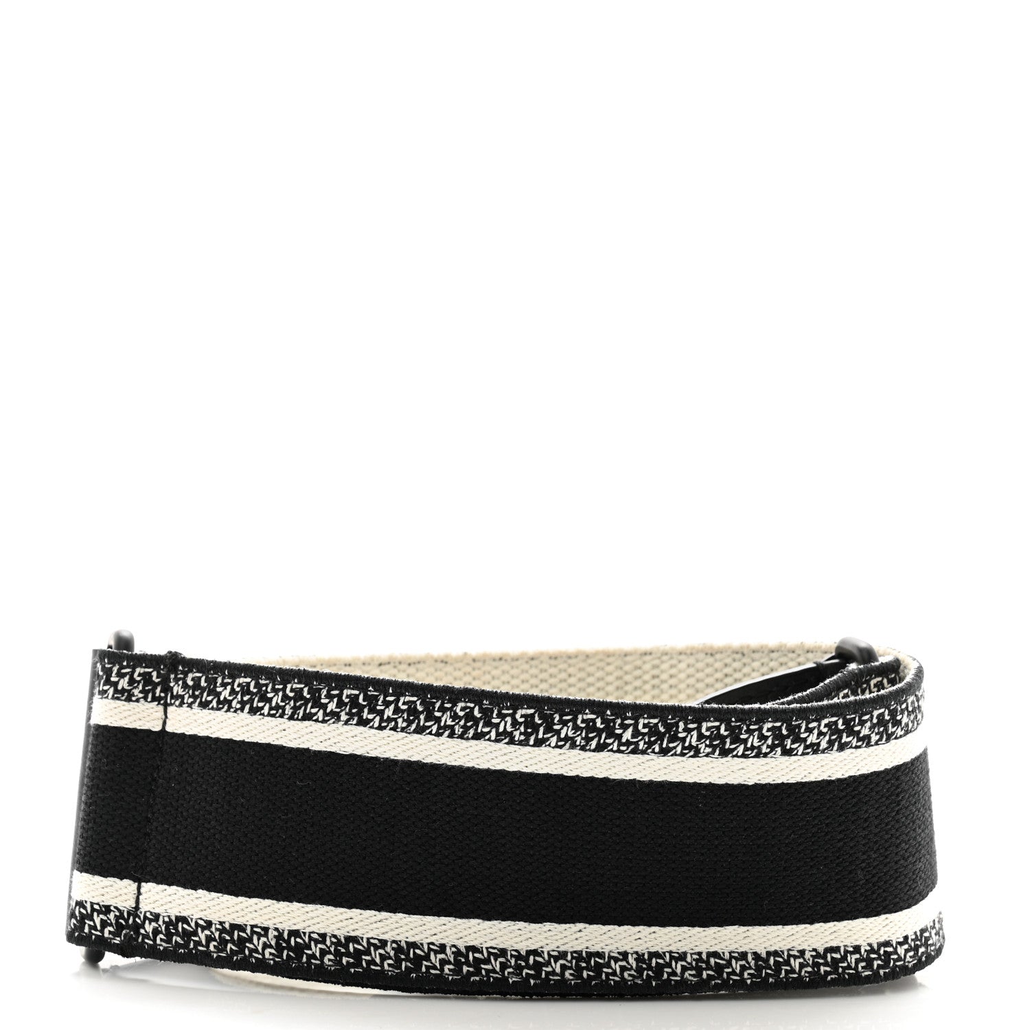 Christian Dior Canvas Embroidered Shoulder Strap Black White 2 of 5