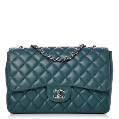 Chanel Lambskin Quilted Jumbo Single Flap Turquoise 1 of 15