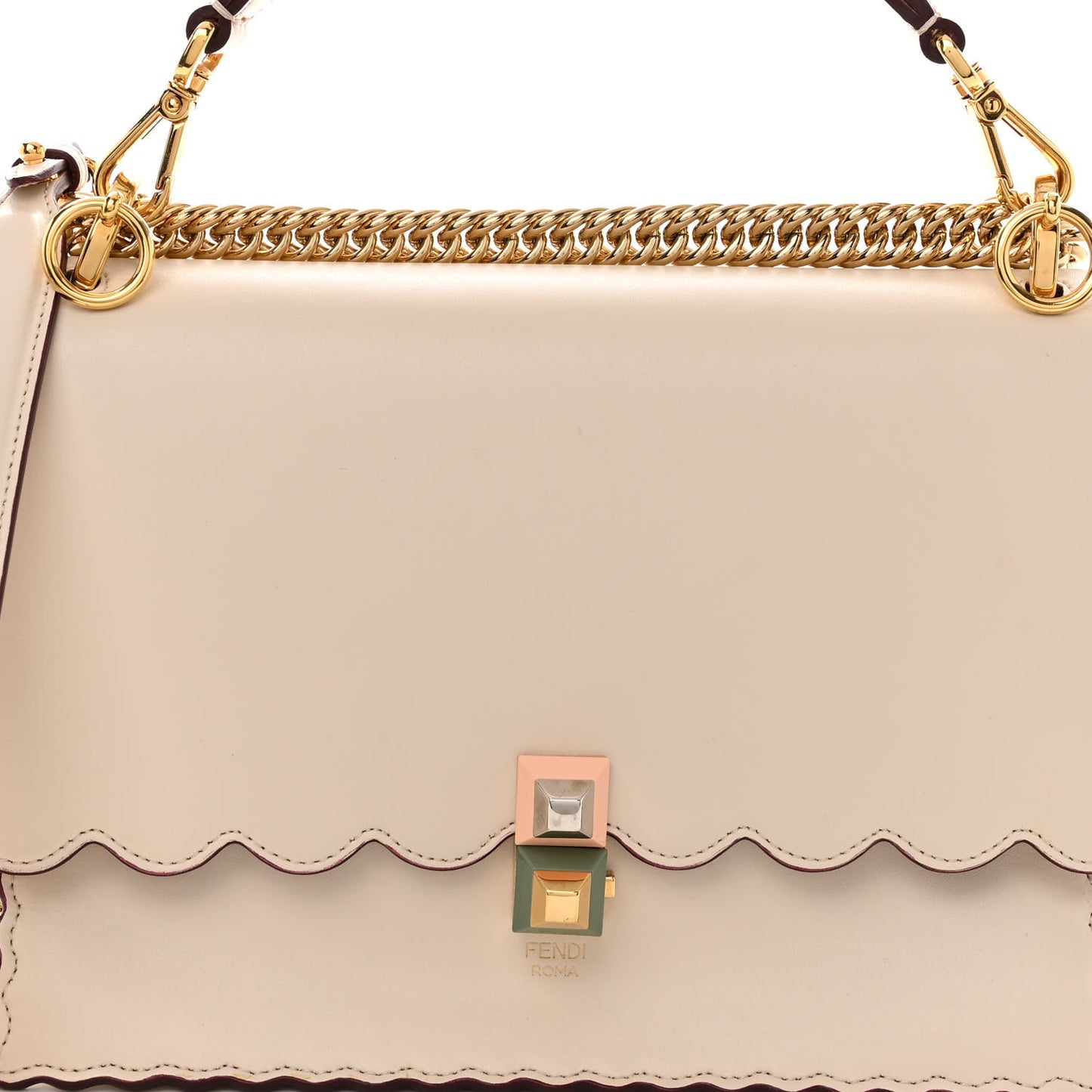 Vitello Liberty Scalloped Studded Kan I Shoulder Bag Camelia