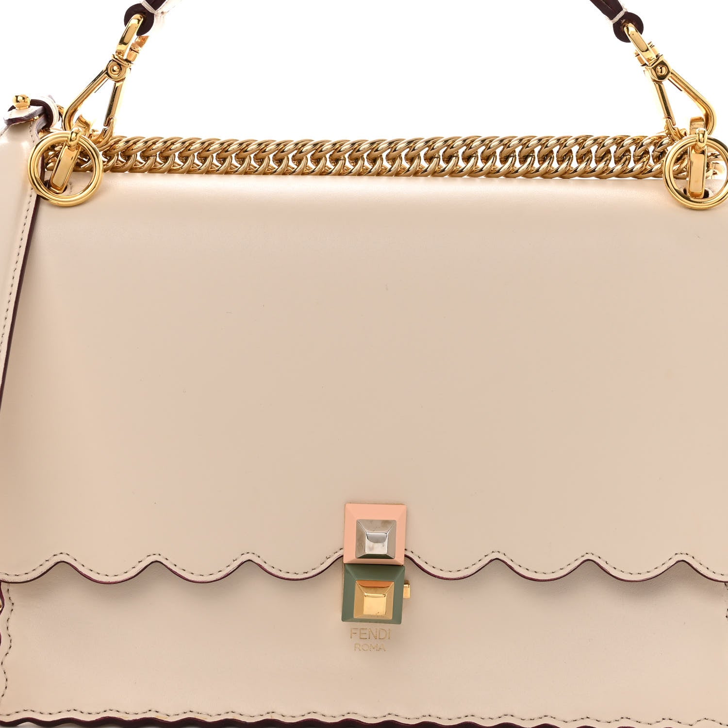 Fendi Vitello Liberty Scalloped Studded Kan I Shoulder Bag Camelia 8 of 10